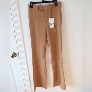 Zara brown slacks flared pants wide leg